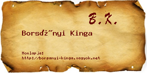 Borsányi Kinga névjegykártya